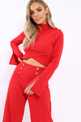 Red Button Detail Co-ord - Kendi-Co-ords