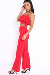 Red Cami Trouser Two Piece Set - Roselle-Co-ords