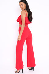 Red Cami Trouser Two Piece Set - Roselle-Co-ords