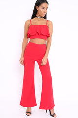 Red Cami Trouser Two Piece Set - Roselle-Co-ords