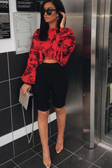 Red Camo Cropped Batwing Jumper - Lizy-Crop Jumper