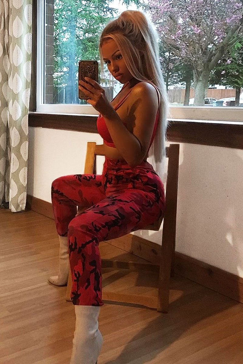 Red Camo Print Trousers - Lyza-Trousers