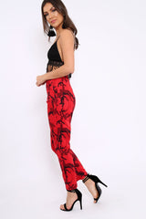 Red Camo Print Trousers - Lyza-Trousers