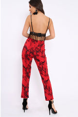 Red Camo Print Trousers - Lyza-Trousers