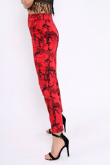 Red Camo Print Trousers - Lyza-Trousers