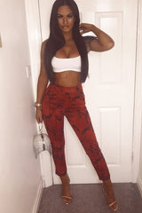 Red Camo Print Trousers - Lyza-Trousers