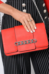 Red Chain Front Shoulder Bag - Layal-Bags