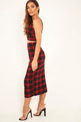 Red Check Bralet And Midi Skirt Co-ord - Caden-Co-ords