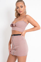 Red Check Bralet and Skirt Co-Ord - Emileigh-Co-ords