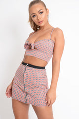 Red Check Bralet and Skirt Co-Ord - Emileigh-Co-ords