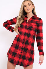 Red Check Shirt Dress - Reagan-Dresses