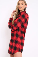Red Check Shirt Dress - Reagan-Dresses