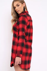 Red Check Shirt Dress - Reagan-Dresses