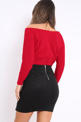 Red Chunky Knit Cropped Jumper - Jasmin-Crop Jumper