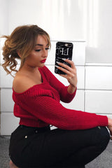 Red Chunky Knit Cropped Jumper - Jasmin-Crop Jumper