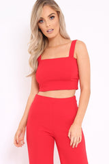 Red Crop Top and Trousers Co-ord Set - Kimmy-Co-ords