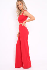 Red Crop Top and Trousers Co-ord Set - Kimmy-Co-ords