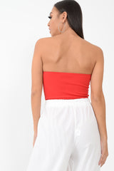 Red Cross Over Bardot Bodysuit - Sahari-Bodysuits