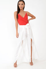 Red Cross Over Bardot Bodysuit - Sahari-Bodysuits