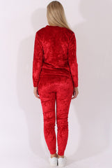 Red Crushed Velvet Tracksuit - Romy-Tracksuits