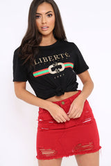 Red Denim Rip Mini Skirt - Selenia-Skirts