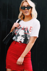 Red Denim Rip Mini Skirt - Selenia-Skirts