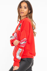 Red Eyes Lips Printed Sweatshirt - Beckie-Sweatshirts