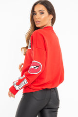 Red Eyes Lips Printed Sweatshirt - Beckie-Sweatshirts