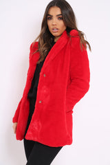 Red Faux Fur Coat - Kinleigh-Coats