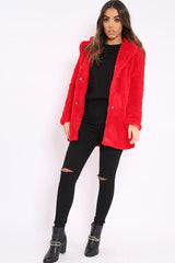 Red Faux Fur Coat - Kinleigh-Coats