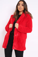 Red Faux Fur Coat - Kinleigh-Coats