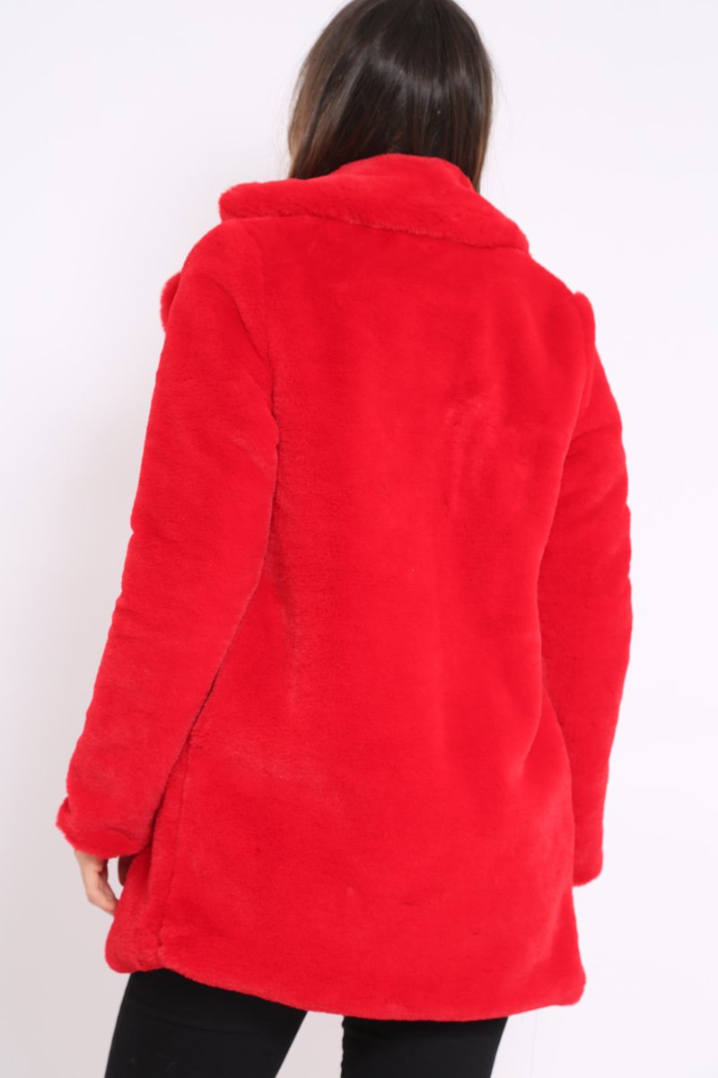 Red Faux Fur Coat - Kinleigh-Coats