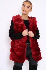 Red Faux Fur Gilet - Shelby-Jackets