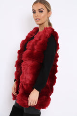 Red Faux Fur Gilet - Shelby-Jackets