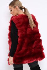Red Faux Fur Gilet - Shelby-Jackets