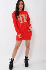 Red Femme Fatal Hooded Dress - Ivanna-Dresses