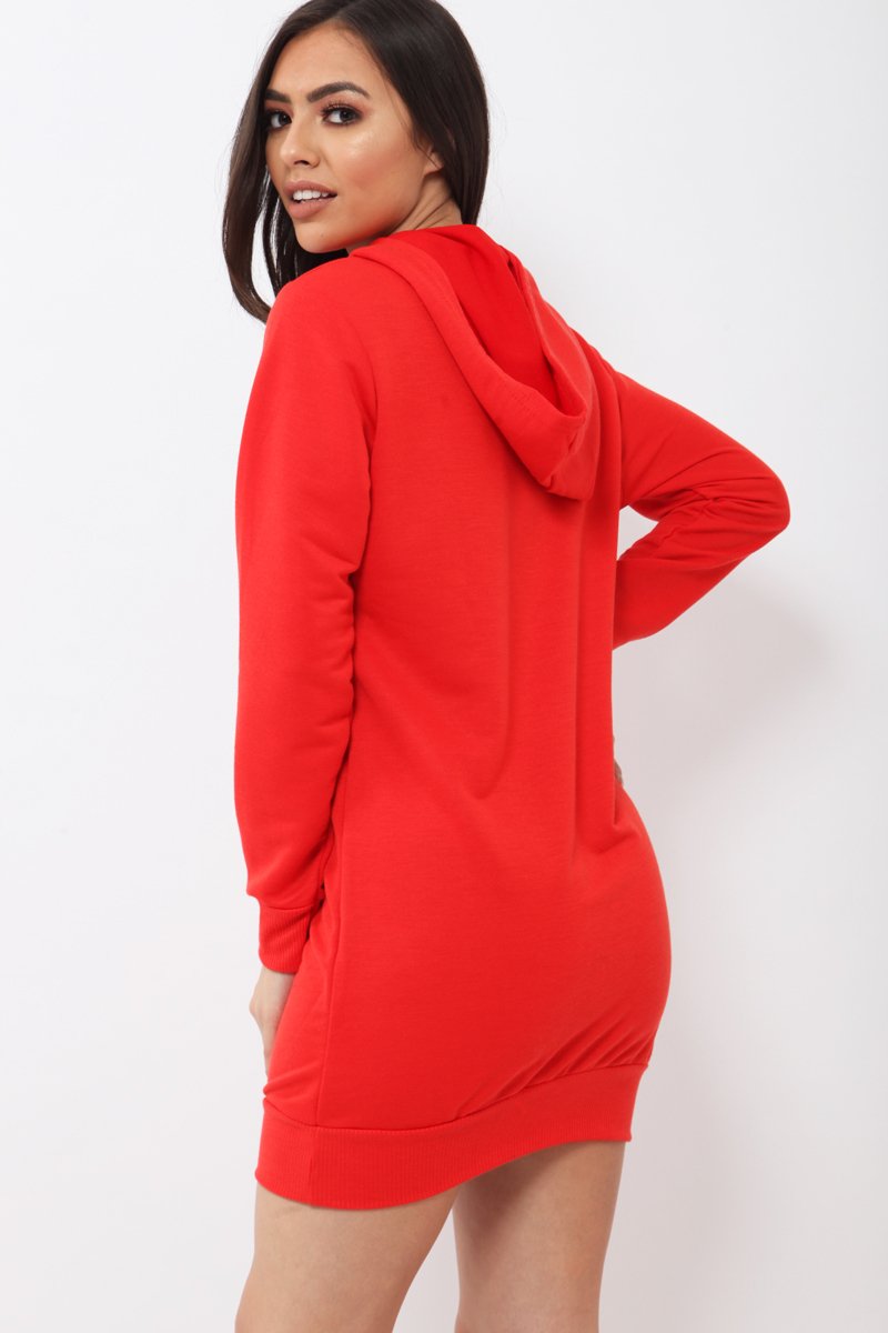 Red Femme Fatal Hooded Dress - Ivanna-Dresses