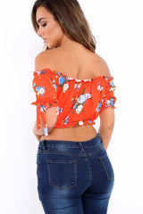 Red Floral Frill Gypsy Top - Maysia-Crop Tops
