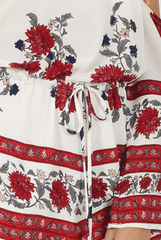 Red Floral Print Bardot Playsuit - Joanna-Playsuits