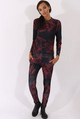 Red Floral Print Tracksuit - Aries-Tracksuits