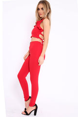 Red Frill Cami and Trousers Co-ord - Autymn-Co-ords