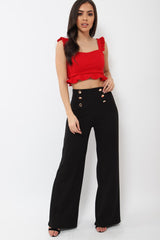 Red Frill Crop Top - Reta-Crop Tops