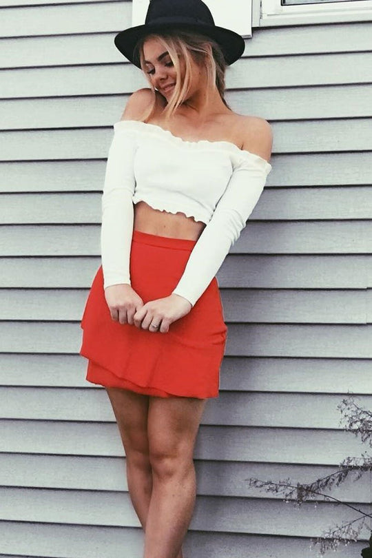 Red Frill Mini Skirt - Pippa