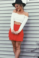 Red Frill Mini Skirt - Pippa-Skirts