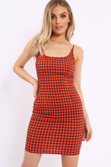 Red Gingham Bodycon Dress - Blare-Dresses