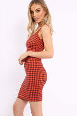 Red Gingham Bodycon Dress - Blare-Dresses