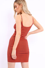 Red Gingham Bodycon Dress - Blare-Dresses