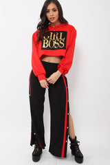 Red Girl Boss Cropped Hoodie - Kelsy-Hoodies