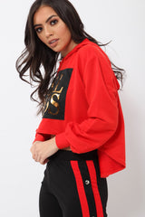 Red Girl Boss Cropped Hoodie - Kelsy-Hoodies