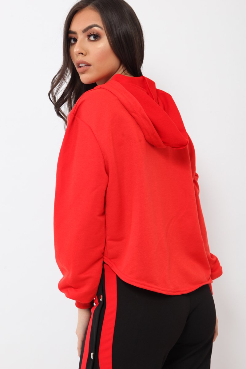 Red Girl Boss Cropped Hoodie - Kelsy-Hoodies
